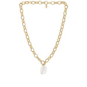 Ettika 18K Gold Plated Modern Baroque Statement Faux Pearl Trendy Chain Necklace